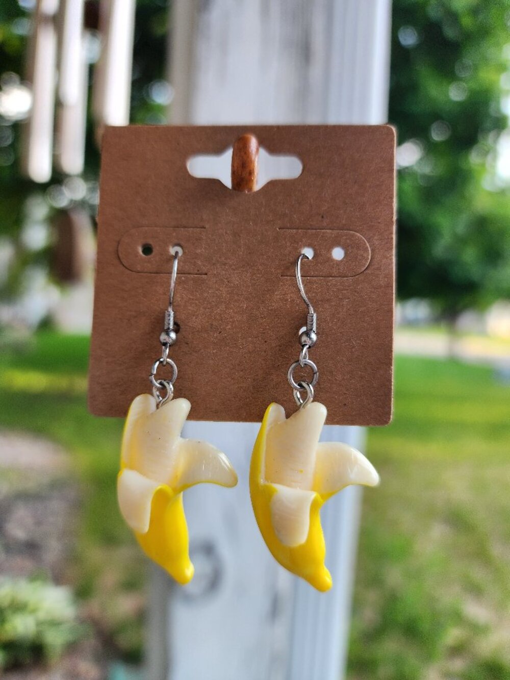 Banana Fan Dangle Earrings – Lightweight, Fun & Game Day Ready